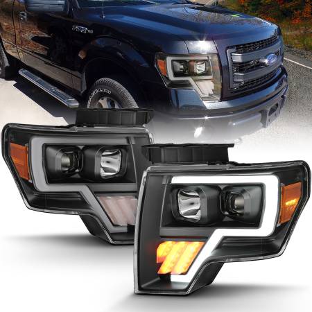 ANZO Headlights, Tail Lights and More  - ANZO 2009-2014 Ford F-150 Projector Light Bar G4 H.L. Black Amber