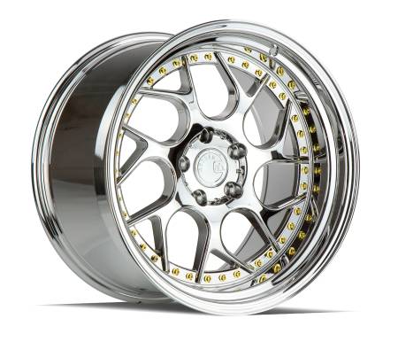 AodHan Wheels - Aodhan Wheels Rim DS01 19x9.5 5x114.3 73.1CB ET15 Vacuum Chrome W/ Gold Rivets