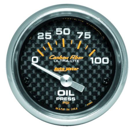 AutoMeter - AutoMeter Carbon Fiber 52mm 100 PSI Electronic Oil Pressure Gauge