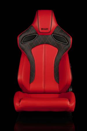 BRAUM RACING SEATS & MORE - BRAUM Racing Orue Series Sport Seats - Red Diamond (Red Stitching) - Pair