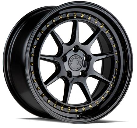 AodHan Wheels - Aodhan Wheels Rim DS-X 18x9.5 5x100 73.1CB ET35 Gloss Black W /Gold Rivets