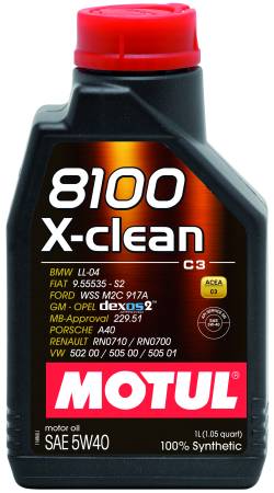 Motul - Motul 1L Synthetic Engine Oil 8100 5W40 X-CLEAN C3 -505 01-502 00-505 00-LL04 - Case of 12