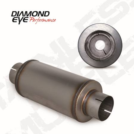 Diamond Eye Performance - Diamond Eye Exhaust Muffler, 4" Perforated Packed Muffler 20" Overal, 14" Body, 7" Case 409 Stainless Steel