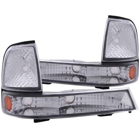 ANZO Headlights, Tail Lights and More  - ANZO 1998-2000 Ford Ranger Euro Parking Lights Chrome w/ Amber Reflector