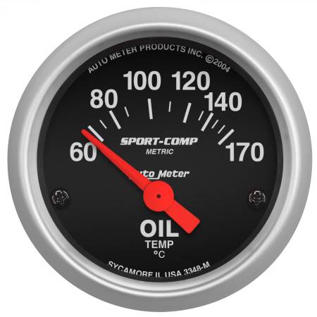 AutoMeter - AutoMeter Sport-Comp 52mm 60-170 Degree Short Sweep Electronic Oil Temperature Gauge