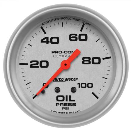AutoMeter - AutoMeter Ultra-Lite 66.7mm Mechanical 0-100 PSI Oil Pressure Gauge