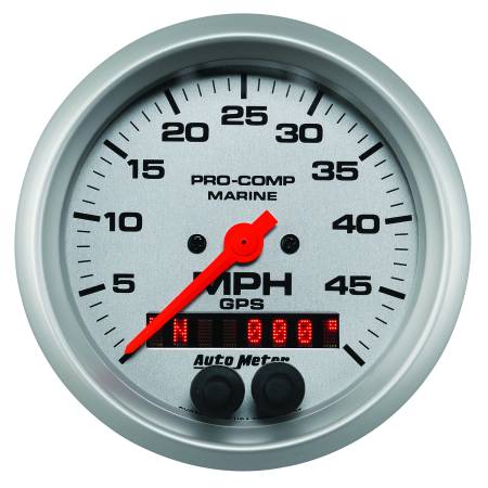AutoMeter - AutoMeter Marine Silver Ultra-Lite 3-3/8in 50MPH GPS Speedometer Gauge