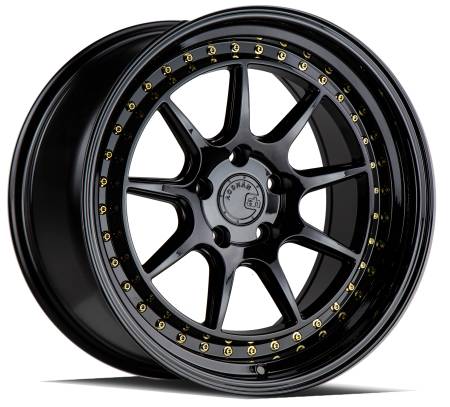 AodHan Wheels - Aodhan Wheels Rim DS-X 19x9.5 5x114.3 73.1CB ET22 Gloss Black W /Gold Rivets