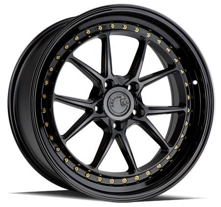 AodHan Wheels - Aodhan Wheels Rim DS08 19x9.5 5x114.3 73.1CB ET22 Gloss Black W /Gold Rivets