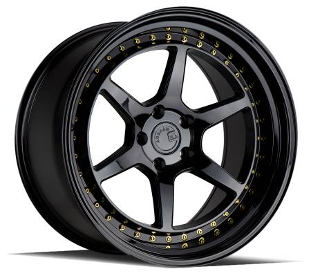 AodHan Wheels - Aodhan Wheels Rim DS09 19x9.5 5x114.3 73.1CB ET22 Gloss Black W /Gold Rivets