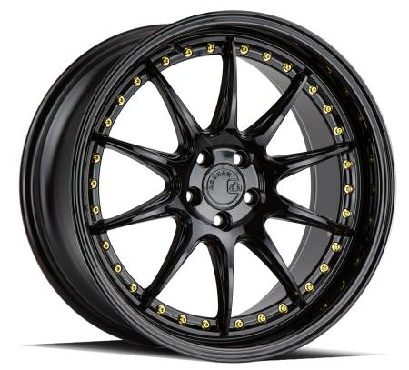 AodHan Wheels - Aodhan Wheels Rim DS07 18x8.5 5x100 73.1CB ET35 Gloss Black W /Gold Rivets