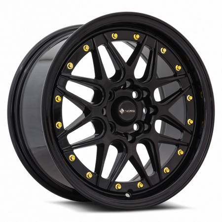 Vors Wheels - Vors Wheels Rim VR7 16x7 4x100/4x114.3 ET38 73.1CB All Black Gold Rivet