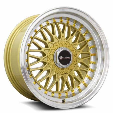 Vors Wheels - Vors Wheels Rim VR3 15x8 4x100/4x114.3 ET20 73.1CB Gold Machine Lip Gold Rivet