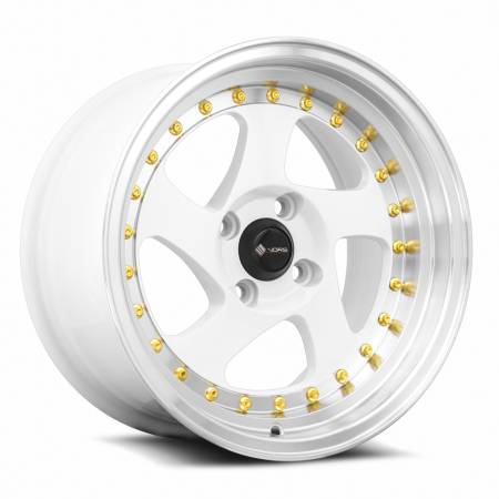Vors Wheels - Vors Wheels Rim VR2 15x8 4x100 ET20 73.1CB White Machine Lip Gold Rivet