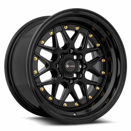 Vors Wheels - Vors Wheels Rim VR7 15x8 4x100/4x114.3 ET0 73.1CB All Black Gold Rivet