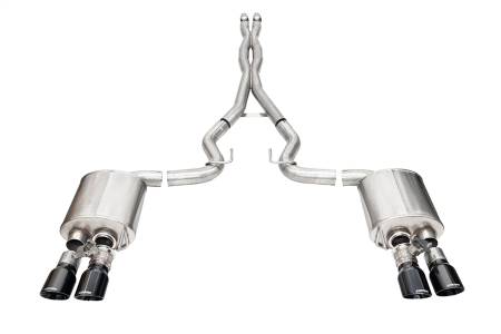 CORSA Performance - Corsa 2024-2025 Ford Mustang V8 5.0L 3in Cat-Back Exhaust System w/ Twin 4in Black Pro-Series Tips