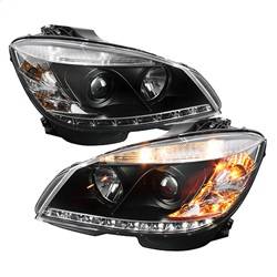 Spyder Auto - Spyder Mercedes Benz C-Class 08-11 Projector Headlights Halogen - DRL Blk PRO-YD-MBW20408-DRL-BK