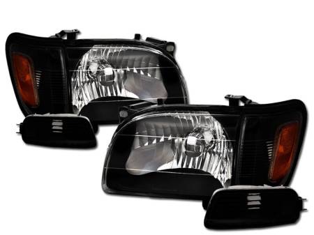 I3 Enterprise - I3 2001-2004 Toyota Tacoma Crystal Headlight W/Amber Corner Signal Lamps W/Bumper Lights 6 Pc Set- Black