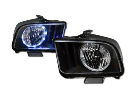 I3 Enterprise - I3 2005-2009 Ford Mustang Crystal Headlight W/Led Halo Ring W/O Bulbs - Black