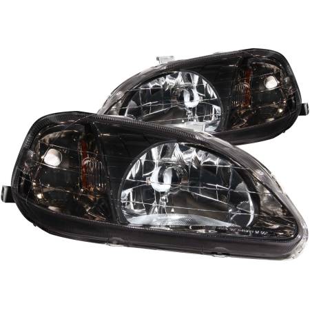 ANZO Headlights, Tail Lights and More  - ANZO 1999-2000 Honda Civic Crystal Headlights Gun-Metal Gray