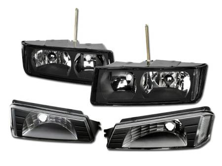 I3 Enterprise - I3 2002-2006 Chevy Avalanche - Oem Crystal Headlight - Body Cladding Model Only - 4 Pcs Set W/O Amber W/O Bulb -Black