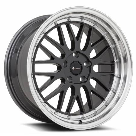 Vors Wheels - Vors Wheels Rim VR8 19x9.5 5x108 ET22 73.1CB Hyper Black Machine Lip Chrome Rivet