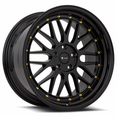 Vors Wheels - Vors Wheels Rim VR8 19x9.5 5x114.3 ET35 73.1CB All Black Gold Rivet