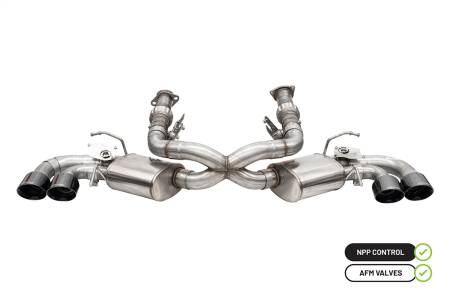 CORSA Performance - Corsa 2020-25 Corvette C8 3in Valved Cat-Back 4.5in Blk Quad Tips - Fits Factory Perf Exhaust w/ AFM