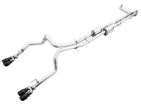AWE Tuning - AWE 4th Gen GM 1500 6.2L 0FG Catback Split Rear Exit (w/ Bumper Cutouts) - Quad Diamond Tips