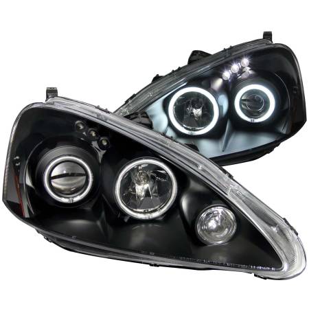 ANZO Headlights, Tail Lights and More  - ANZO 2005-2006 Acura Rsx Projector Headlights w/ Halo Black