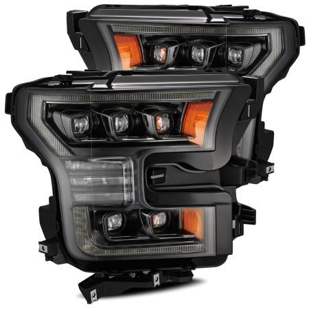 AlphaRex - AlphaRex 17-20 Ford Raptor NOVA LED Proj Headlights Plank Style Alpha Black w/Activ Light/Seq Signal