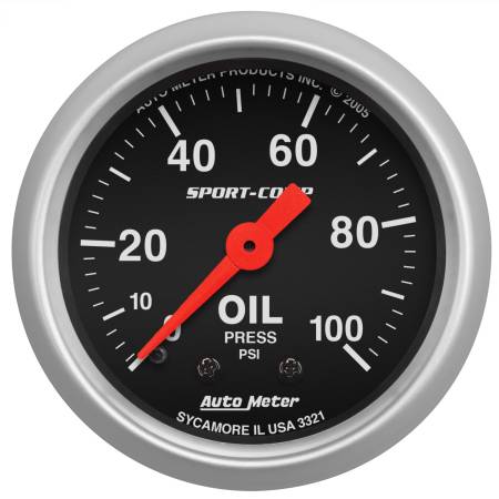 AutoMeter - AutoMeter Sport Comp 52mm Mechanical 0-100 PSI Oil Pressure Gauge
