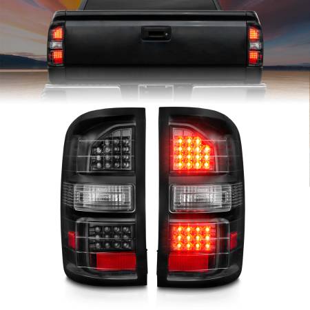 ANZO Headlights, Tail Lights and More  - ANZO 2014-2018 GMC Sierra LED Tail Lights Black Housing Clear Lens