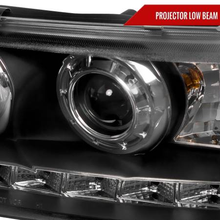 Spec'D Tuning Products - Spec-D 1998-2011 Ford Crown Victoria Projector Headlights w/ LED Light Strip (Matte Black Housing/Clear Lens)