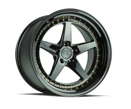 AodHan Wheels - Aodhan Wheels Rim DS05 19x11 5x114.3 73.1CB ET22 Gloss Black W /Gold Rivets