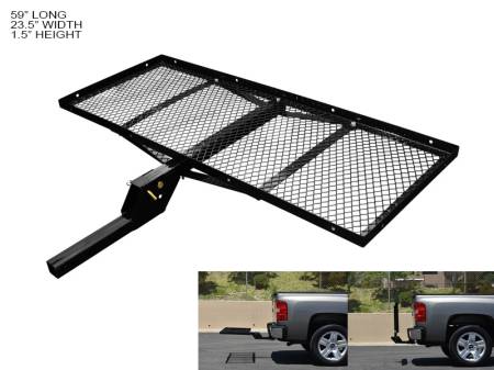 Armordillo - Armordillo 2in. Hitch Cargo Carrier - 300 Lbs.- 23X59 Tray-Style Fold Up - Black Accessories Black Trailer Hitches