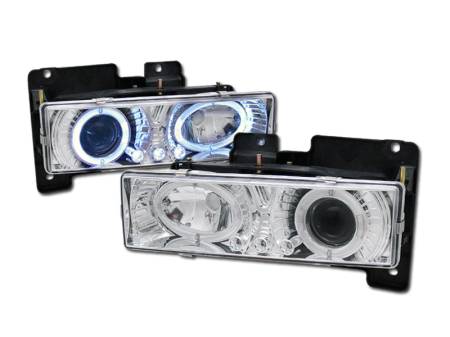 I3 Enterprise - I3 88-98 Chevy C10 Fullsize/Pickup/Suv Halo Projector Headlights W/Led (Chrome)