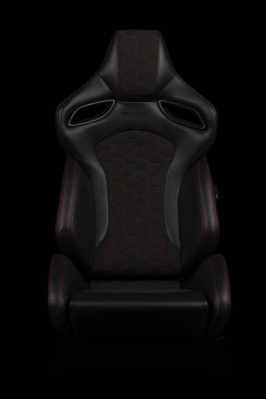 BRAUM RACING SEATS & MORE - BRAUM Racing Orue S Series Sport Seats - Honeycomb Alcantara (Red Stitching) - Pair