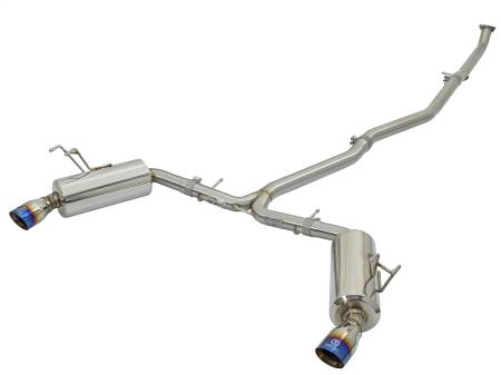 aFe Power (Advanced FLOW Engineering) - aFe Takeda 16-17 Honda Civic I4-1.5L (t) 2.5-2.25in 304 SS CB Dual-Exit Exhaust Blue Tips