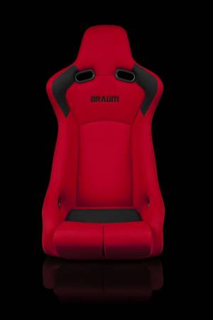BRAUM RACING SEATS & MORE - BRAUM Racing Venom-R Series Fixed Back Bucket Seat - Red Cloth / Carbon Fiber - Each