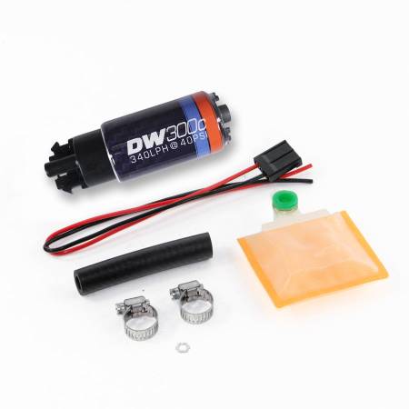 DeatschWerks - DeatschWerks 340lph DW300C Compact Fuel Pump w/ Universal Install Kit (w/ Mounting Clips)