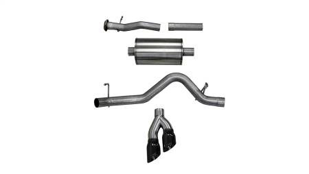CORSA Performance - Corsa 2017-22 Chevrolet Colorado 3.7L Extended Cab Sport Cat-Back System Single Rear Exit Black Tips