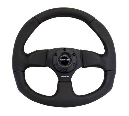 NRG Innovations - NRG Innovations Reinforced Steering Wheel (320mm Horizontal / 330mm Vertical) Leather w/Black Stitching