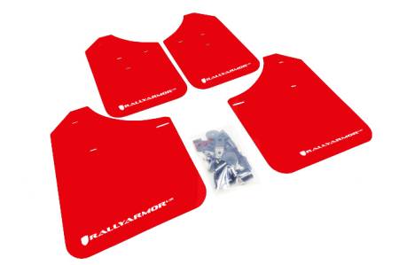 Rally Armor - Rally Armor 02-07 Subaru WRX/STI/RS/2.5i (wagons req mod) UR Red Mud Flap w/ White Logo