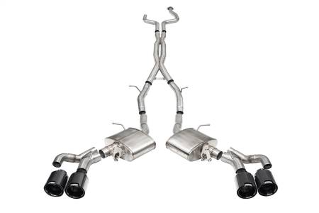 CORSA Performance - Corsa 2022-25 Caddy CT5 V Blackwing 3in. Cat-Back w/ Act. Exh. - Dbl X-Pipe - Twin 4.5in. BlkCF Tips