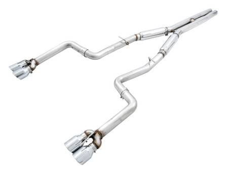AWE Tuning - AWE 2015+ Dodge Challenger 6.4L/6.2L SC Track Edition Exhaust - Quad Chrome Silver Tips