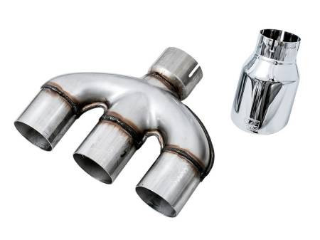 AWE Tuning - AWE 17-20 Honda Civic Si 1.5L Turbo Dual-to-Triple Tip Conversion Kit - Chrome Silver Tip