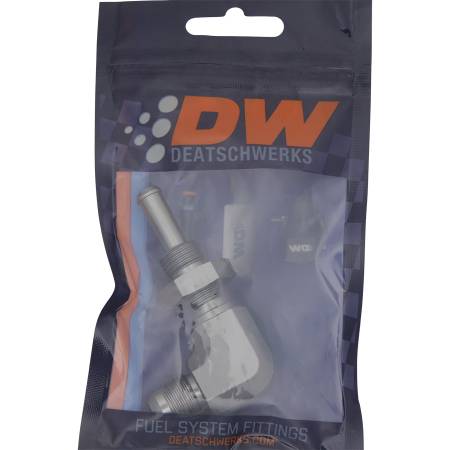 DeatschWerks - DeatschWerks 6AN Male Flare To 5/16in. Male Barb Bulkhead Adapter 90-Degree (Incl. Nut)