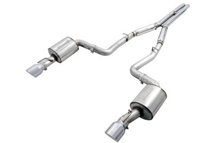 AWE Tuning - AWE 2015+ Dodge Charger 6.4L/6.2L SC Non-Resonated Touring Edition Exhaust - Silver Tips