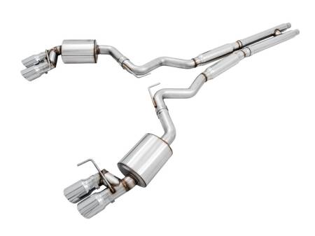AWE Tuning - AWE 2018+ Ford Mustang GT (S550) Cat-back Exhaust - Touring Edition (Quad Chrome Silver Tips)